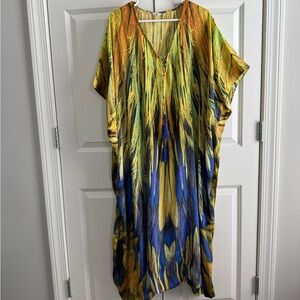 Soft Surroundings Vibrant Feather Maxi Dress